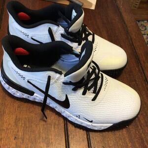NIKE ALPHA HUARACHE ELITE 3 TURF WHITE-BLACK-BRIGHT CRIMSON SZ 6.5[CV3560-104]